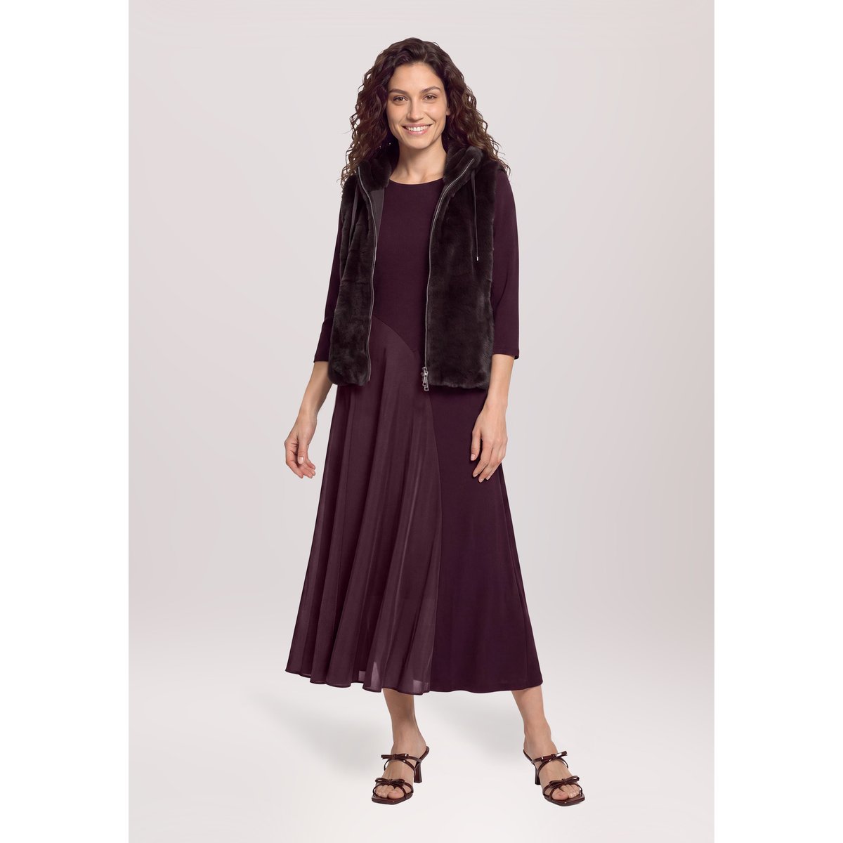 Robe en jersey à manches 3/4 dark dahlia, CARTOON