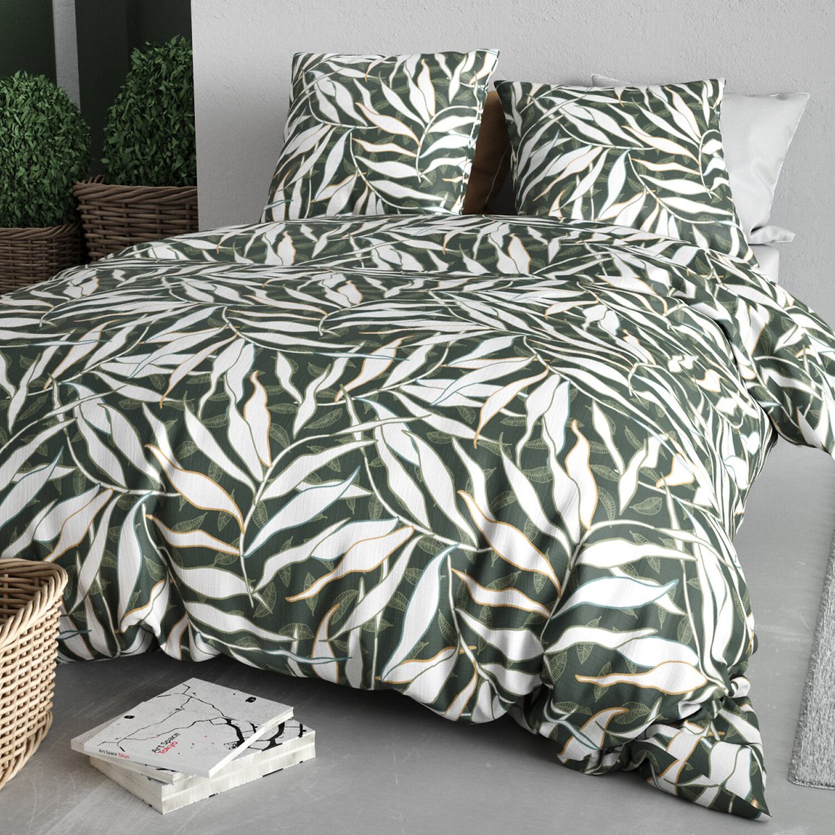 Paure coton imprimée couette et 2 taies, FILVERde multicolore, ATELIER DU COTON
