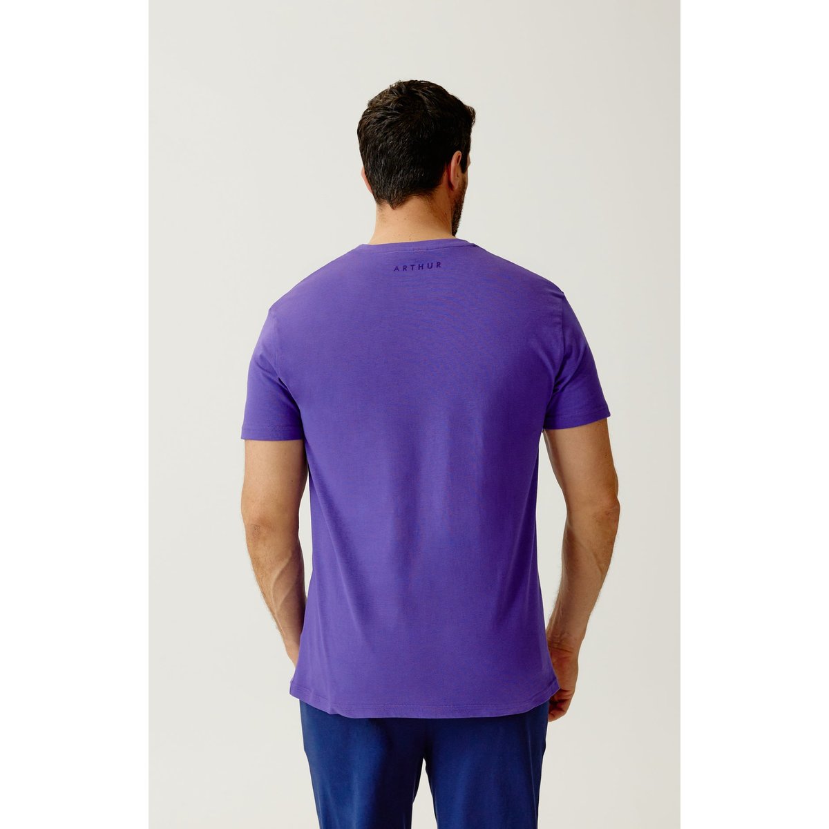 Tee-shirt en jersey de coton léger couleur unie Violet violet, ARTHUR