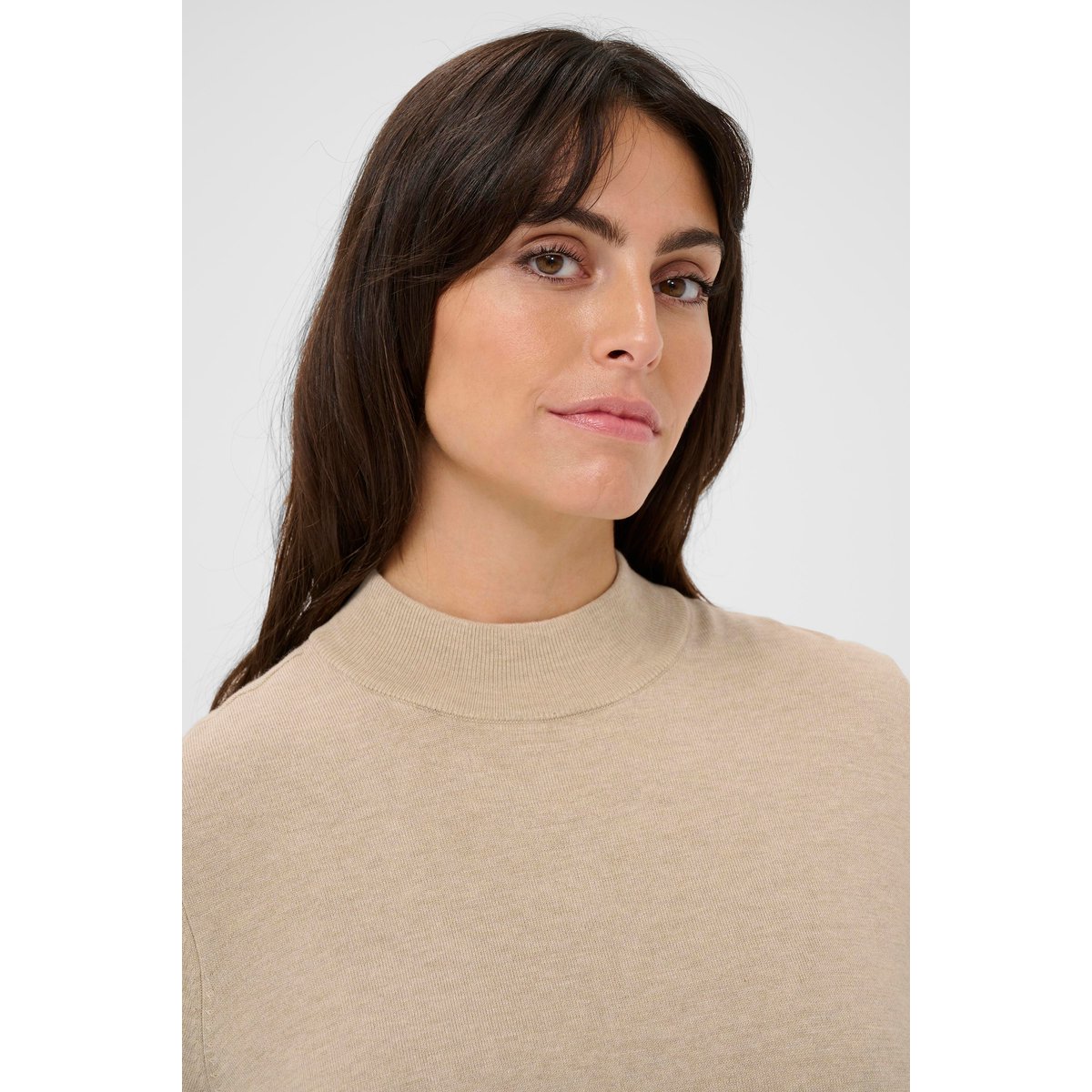 Pullover tricoté beige feather gray melange, KAFFE CURVE