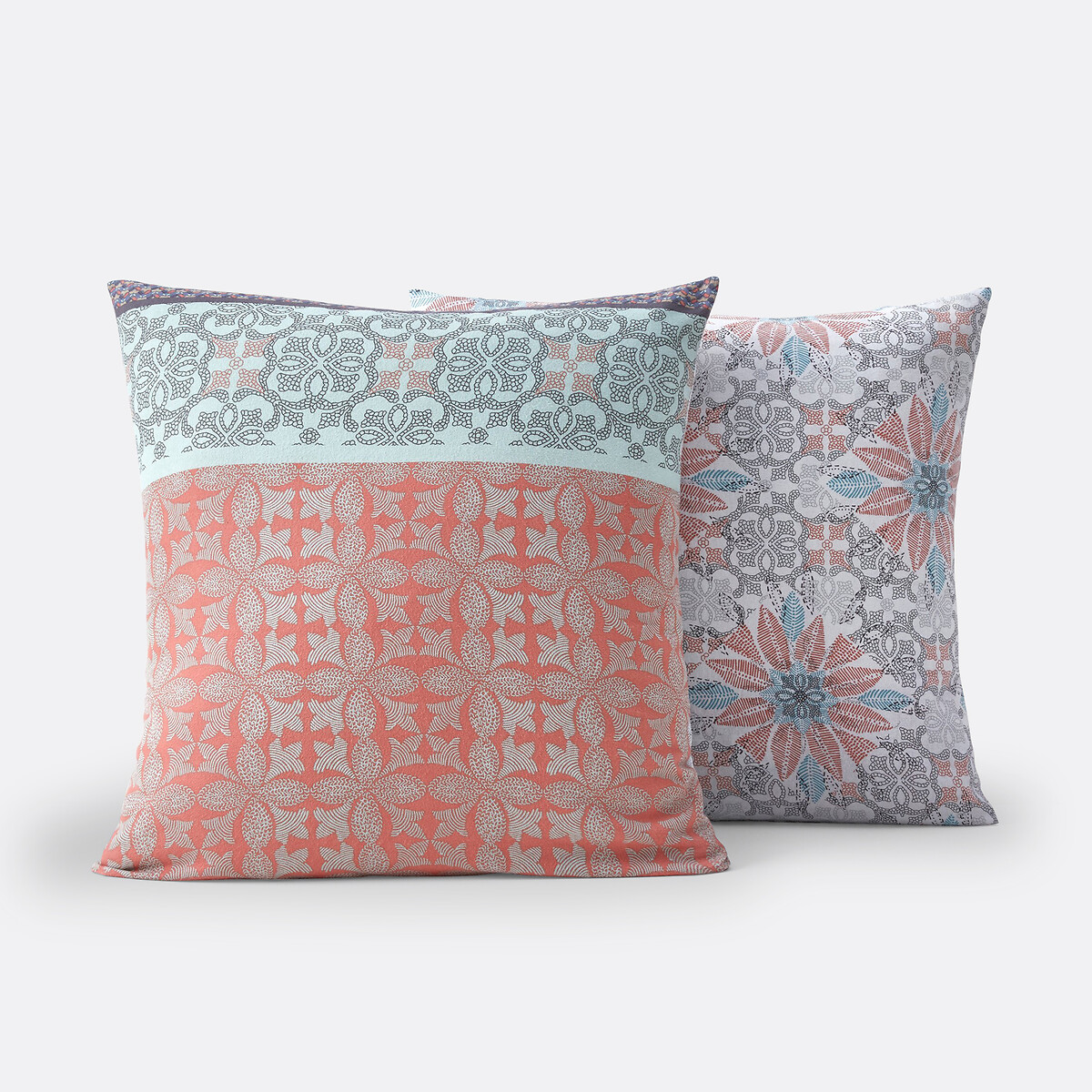 Taie oreiller flanelle, Bergame gris/vert/violet/rose, SO'HOME
