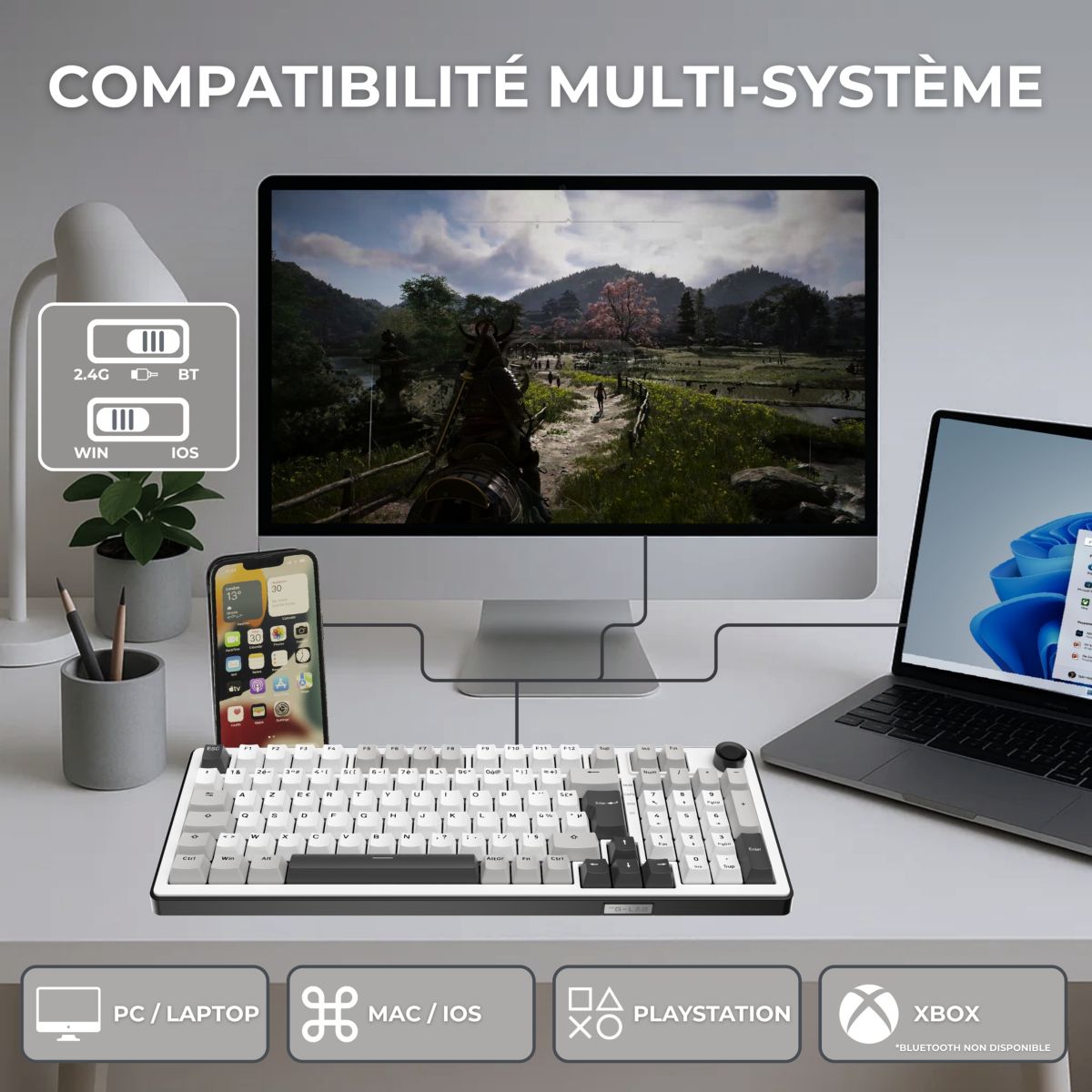 Clavier gamer sans fil KEYZ ELITE 400 WG couleur unique, THE G-LAB