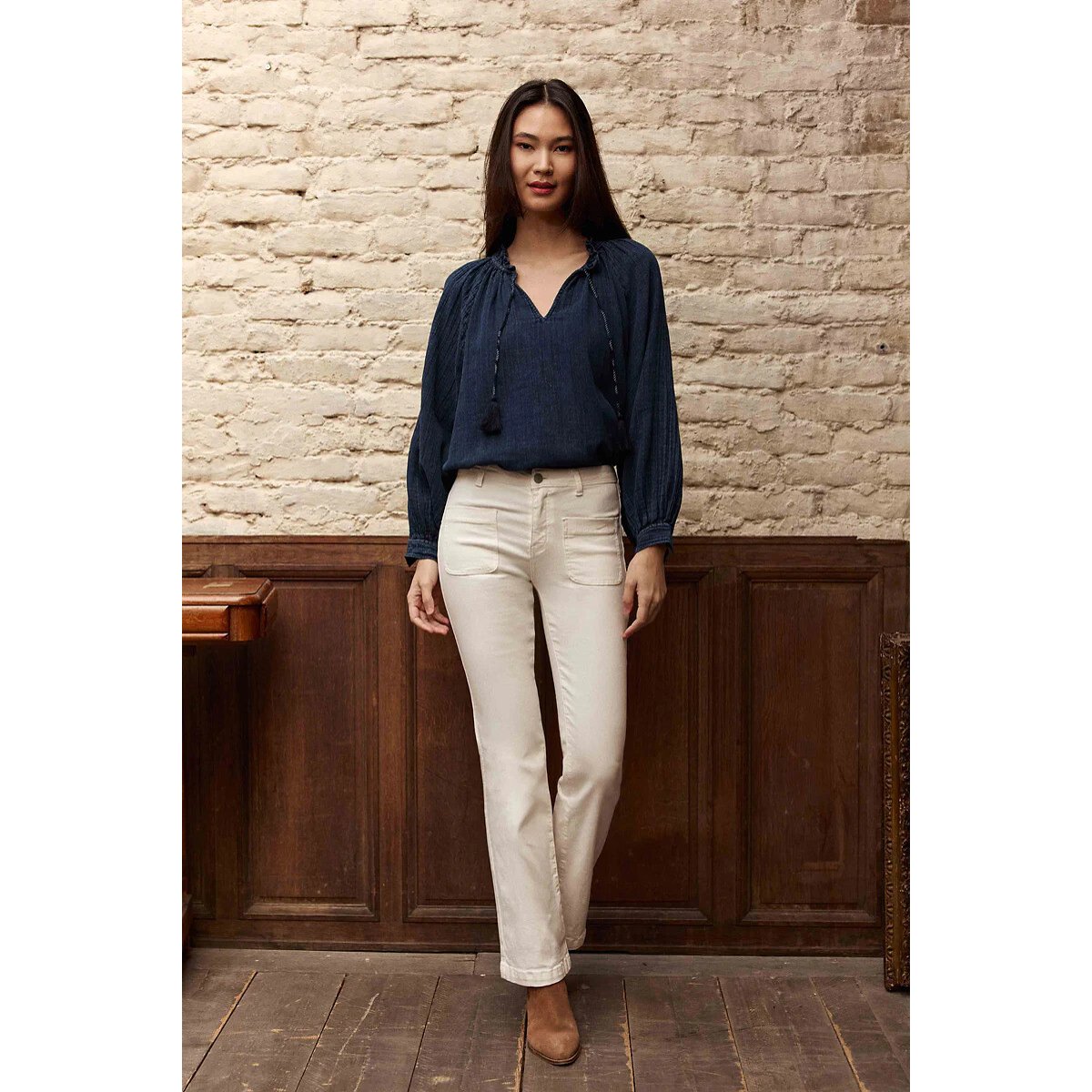 Flare-Jeans aus Stretch-Baumwolle, SONNY ecru, LA PETITE ETOILE