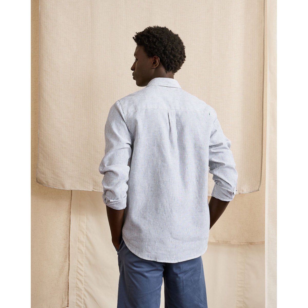 Chemise IVOY écru et bleu marine, FAGUO