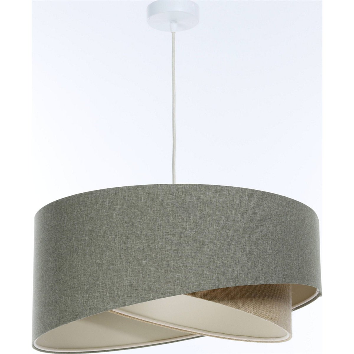 Suspension en tissu et chanvre rond Boho beige crème avec chanvre naturel, BPS KONCEPT