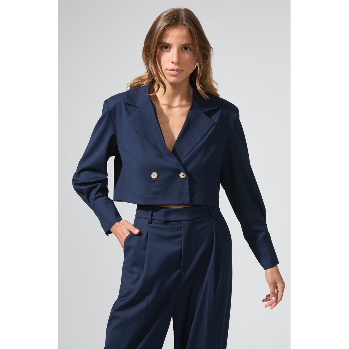 Blazer court oversize IRENE bleu marine, BENOA