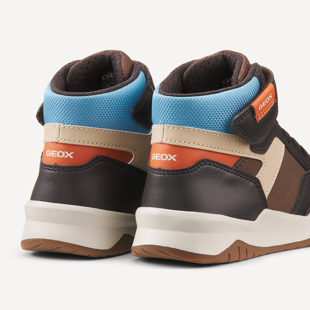 Kids Perth Breathable High Top Trainers brown/blue, GEOX