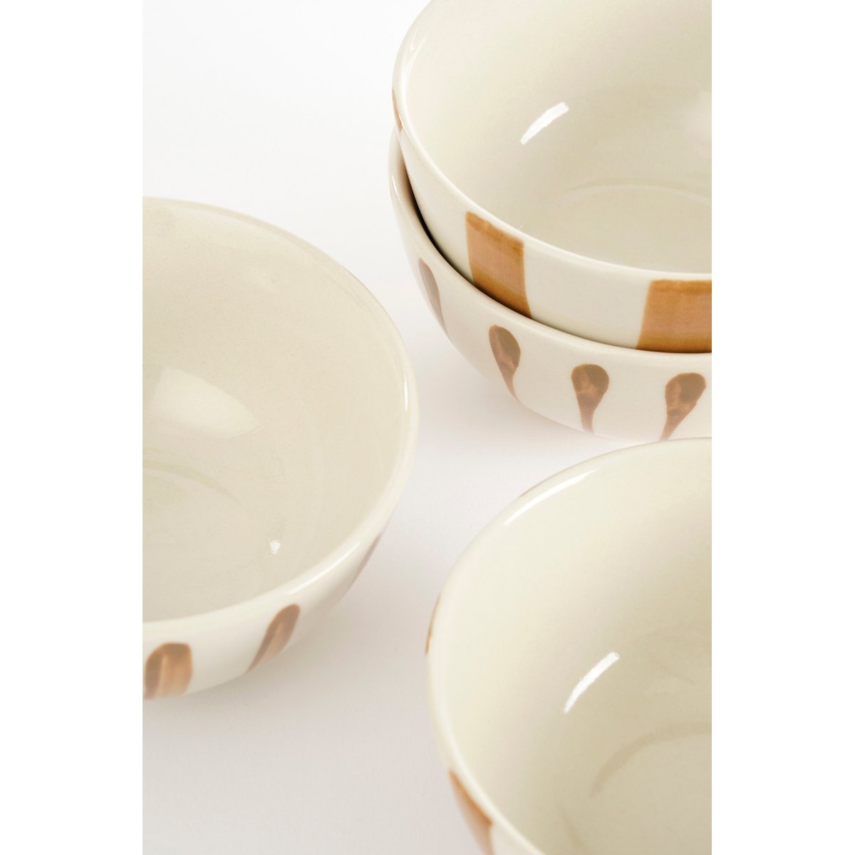 Lot de 8 bols rayés ELSIE marron, MICA DECORATIONS