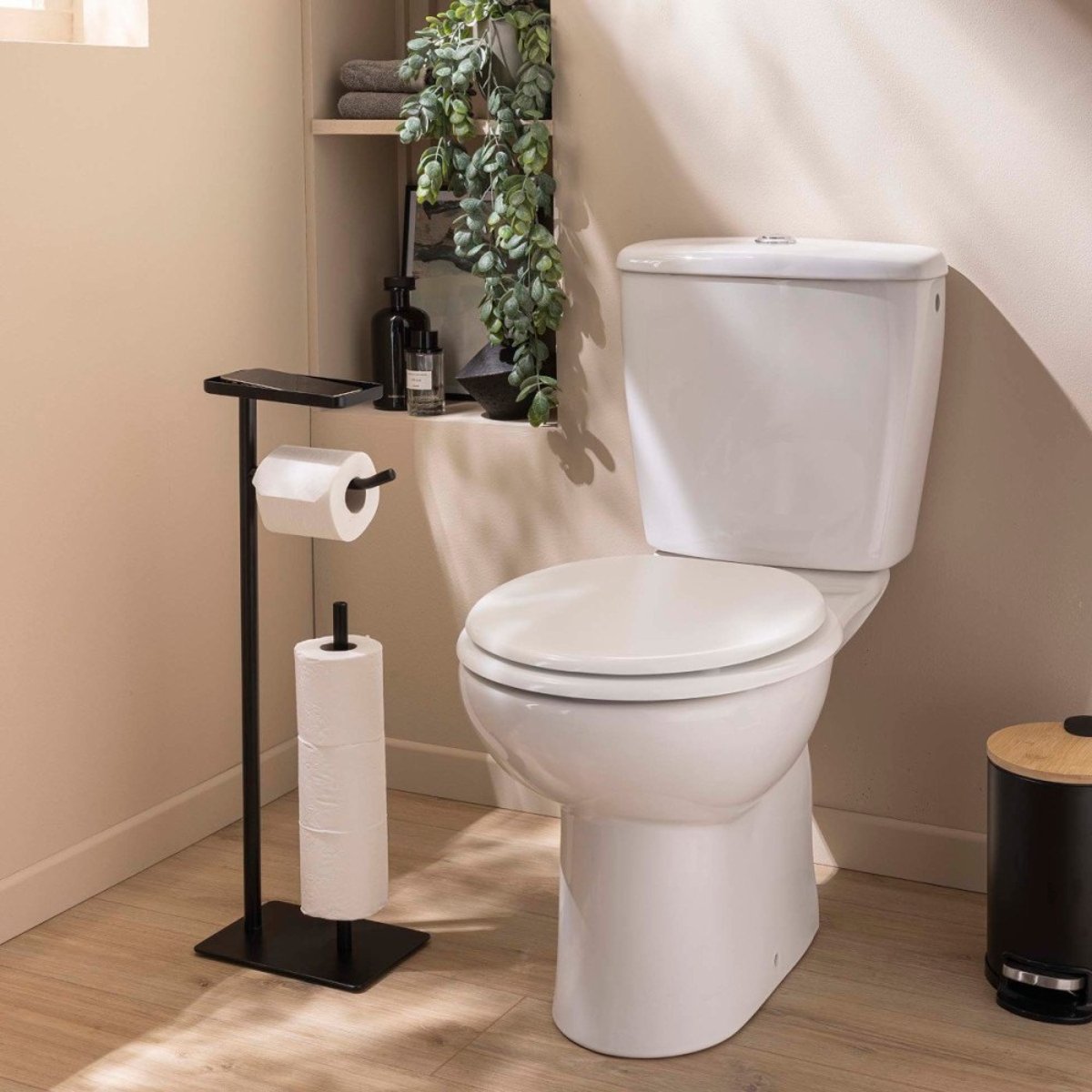 Dérouleur Papier Wc Métal Avec Réserve Et Porte Téléphone noir, DECORATIE