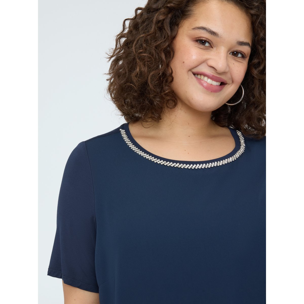 T-shirt avec détail sur l'encolure bleu, FIORELLA RUBINO