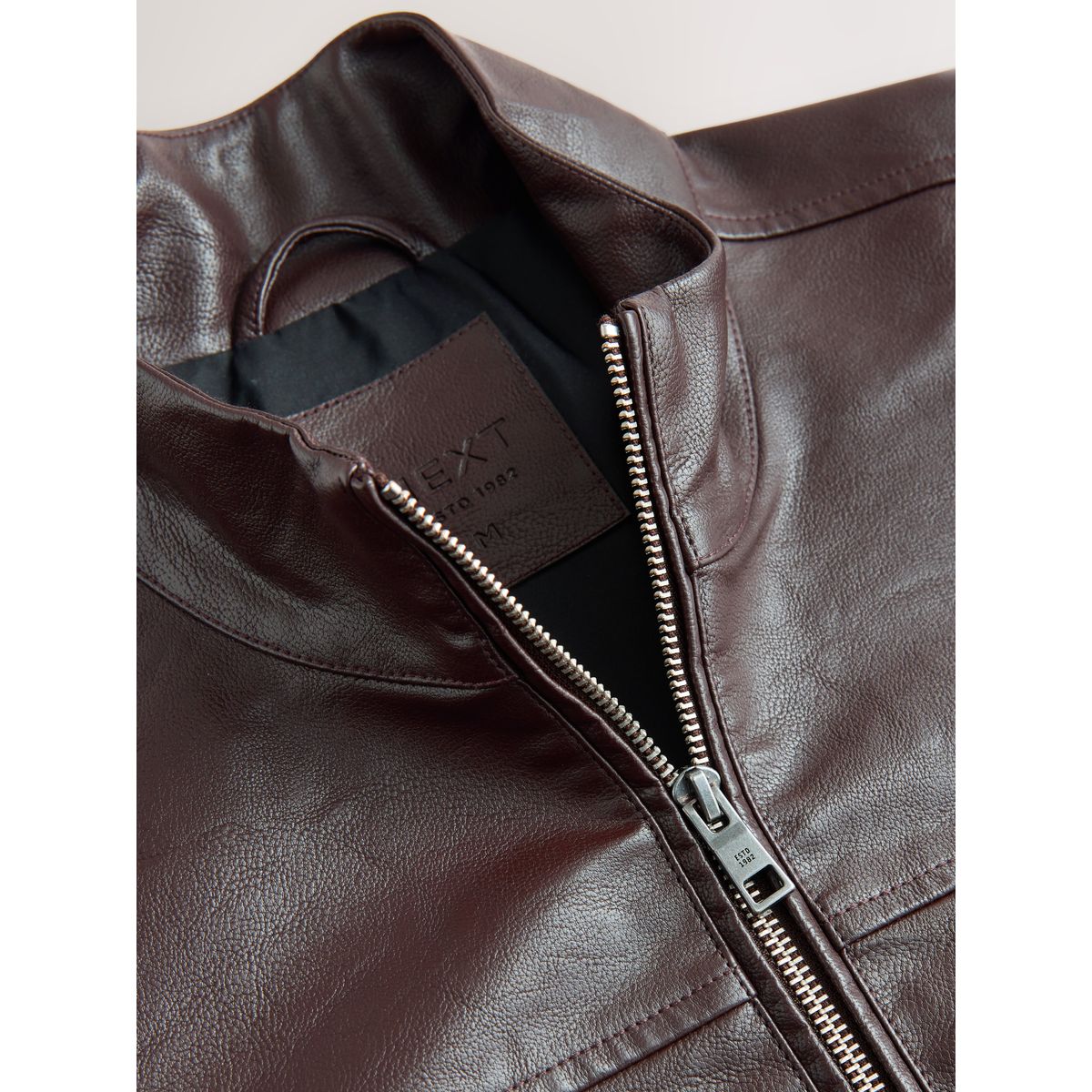 Veste-chemise en similicuir à col cheminée marron, NEXT