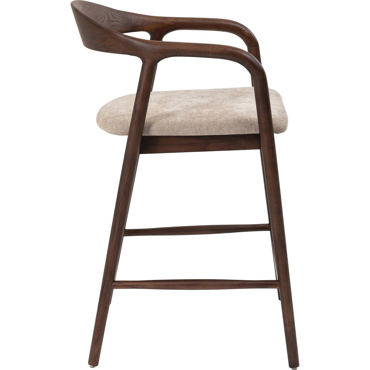 Tabouret de bar bois et bouclette INSIBLE beige tressé et noyer, RECOLLECTION