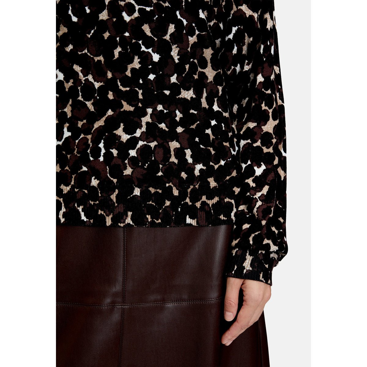 Pull-over en fine maille à manches chauve-souris marron/beige, BETTY BARCLAY