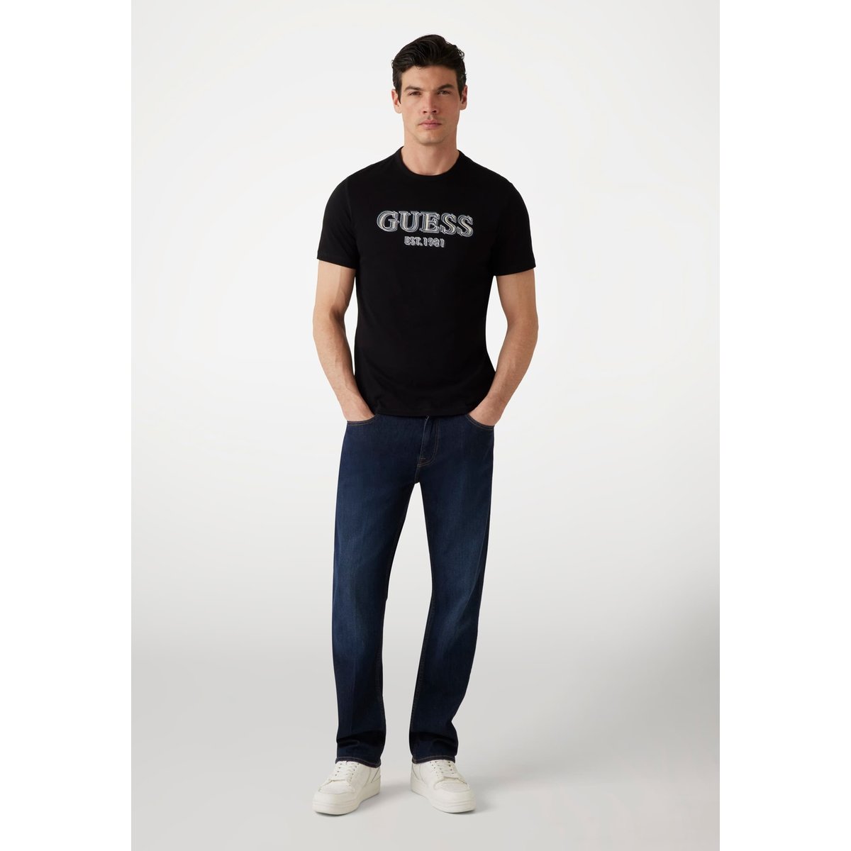 T-Shirt Logo Frontal noir, GUESS