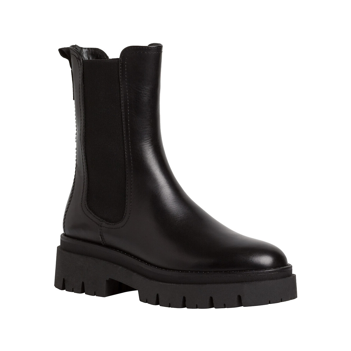 Bottines chelsea en cuir noir, TAMARIS