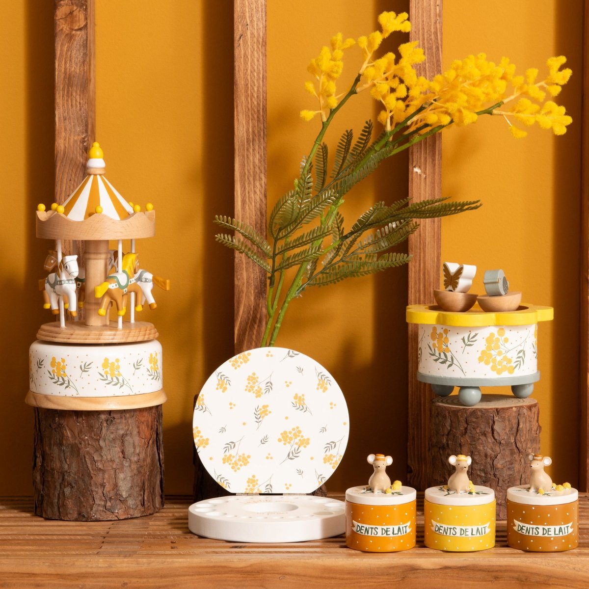 Coffret repas Mimosa (5 pièces) jaune, vert, AMADEUS LES PETITS