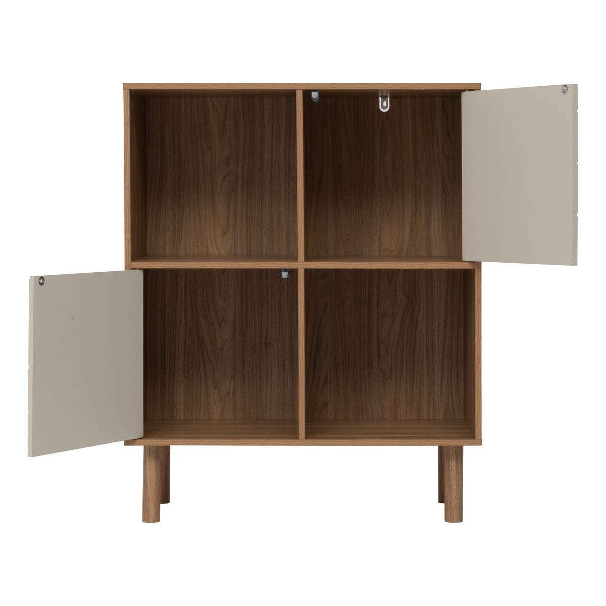 Étagère 4 cases et 2 portes motif rayé MIX'N'MATCH marron, 5FIVE SIMPLY SMART