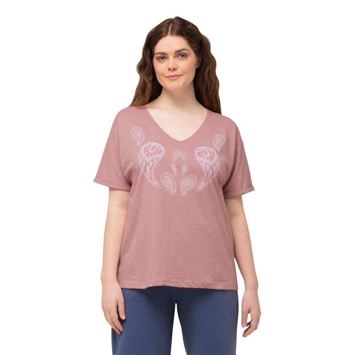 T-shirt à imprimé floqué rose, ULLA POPKEN