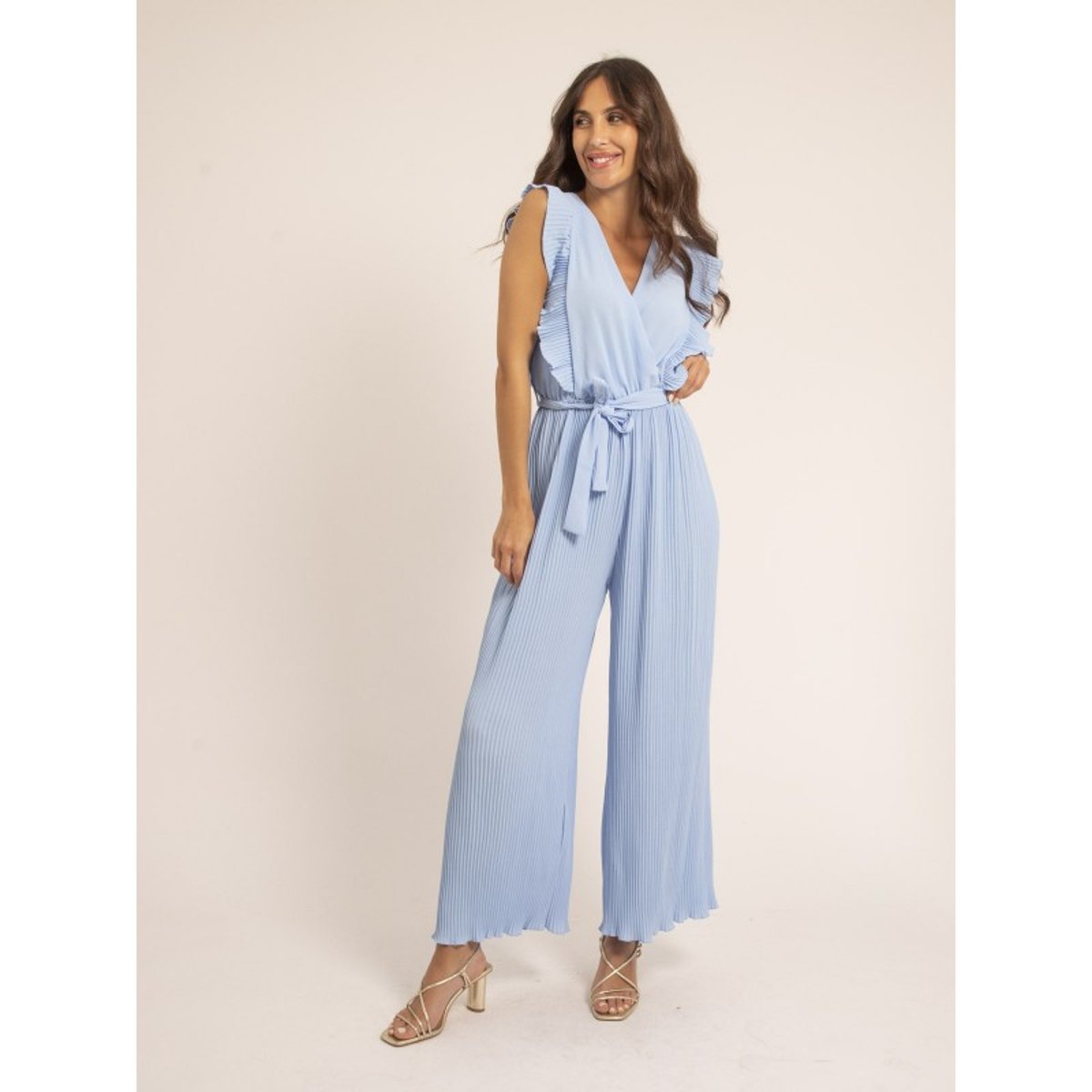Combi Pantalon Plissée Edena bleu ciel, DONA LISA