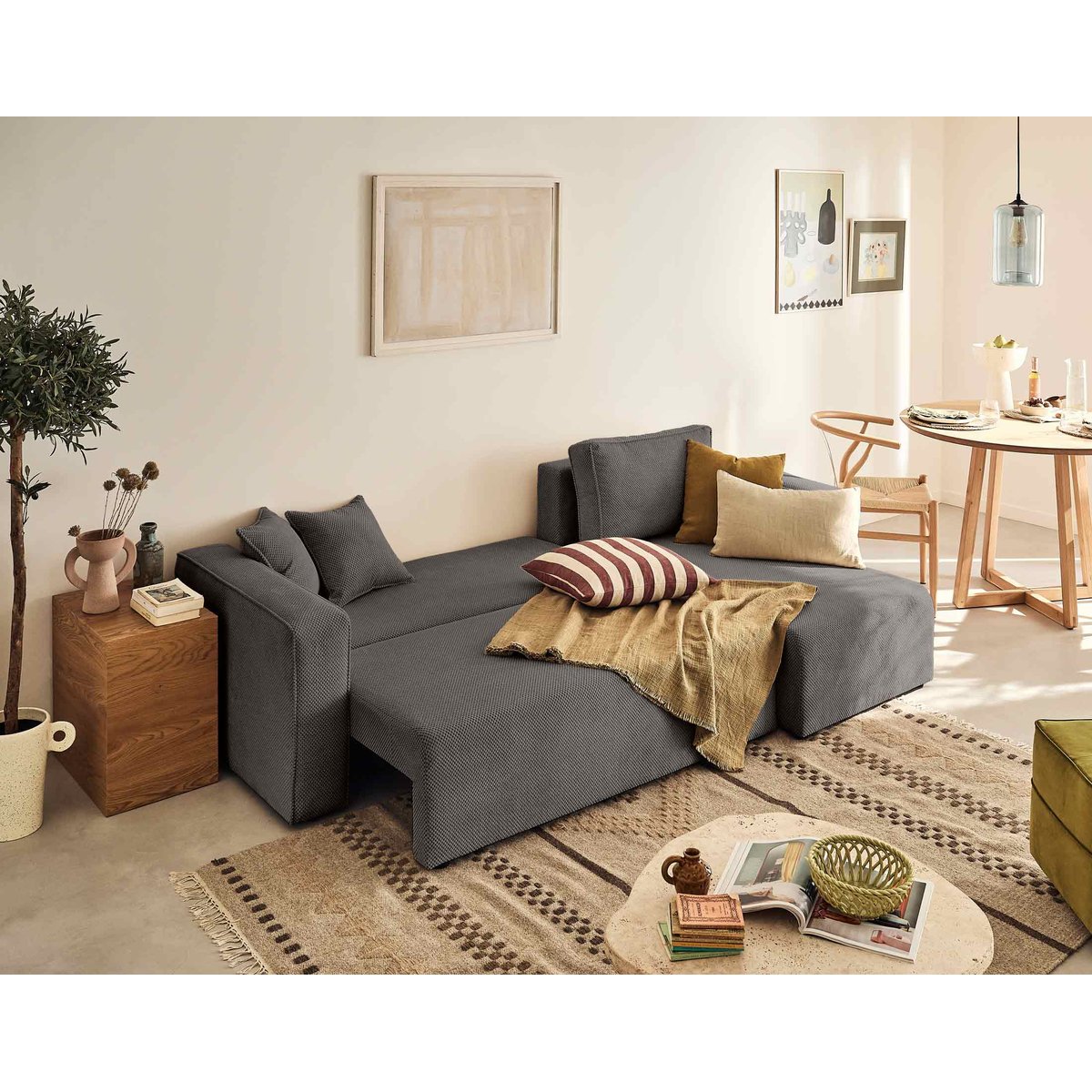 Canapé d'Angle Convertible 4 places - TOPAZE gris foncé, BEST MOBILIER