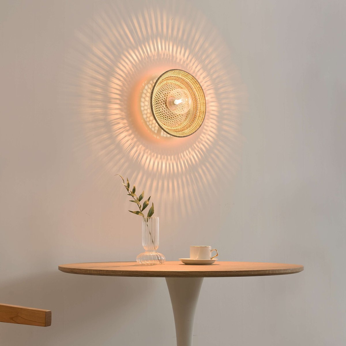 Applique rotin tressé ronde - SELERINA beige, KOSILUM
