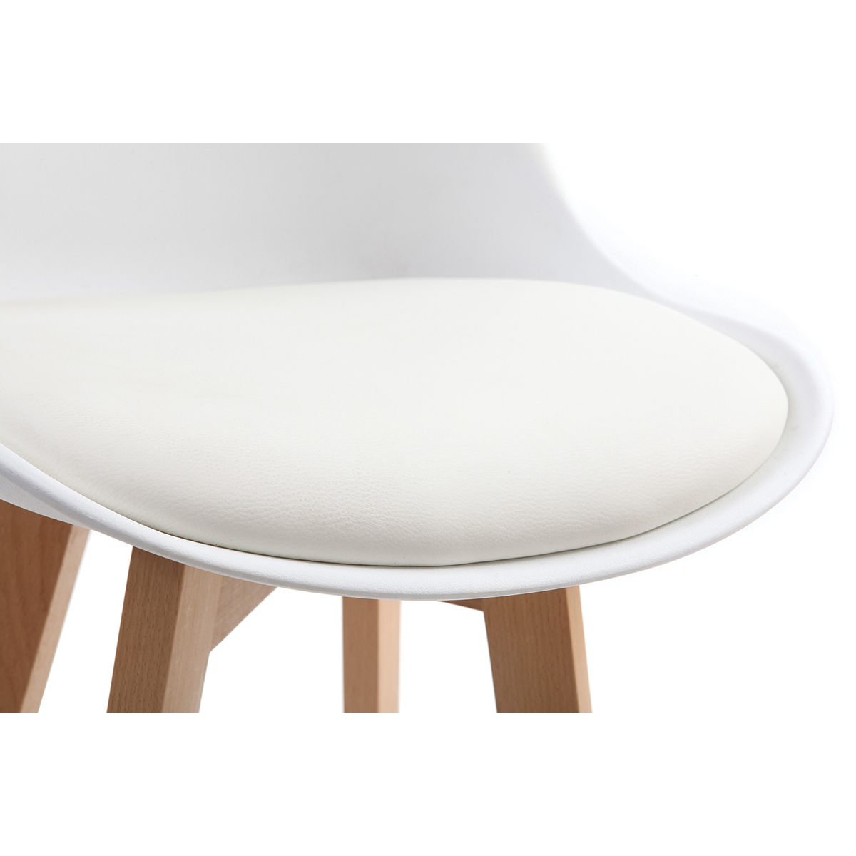 Tabourets de bar design blanc et bois H65 cm (lot de 2) PAULINE blanc, MILIBOO