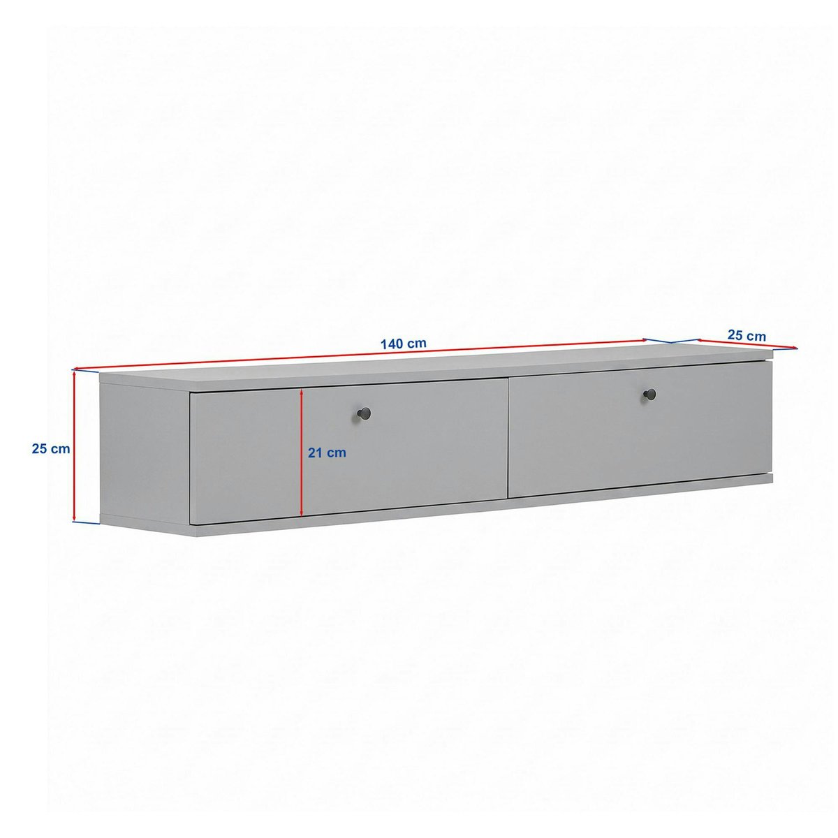 Meuble TV suspendu étroit, 2 portes 140 cm MARFA chêne, PIER IMPORT
