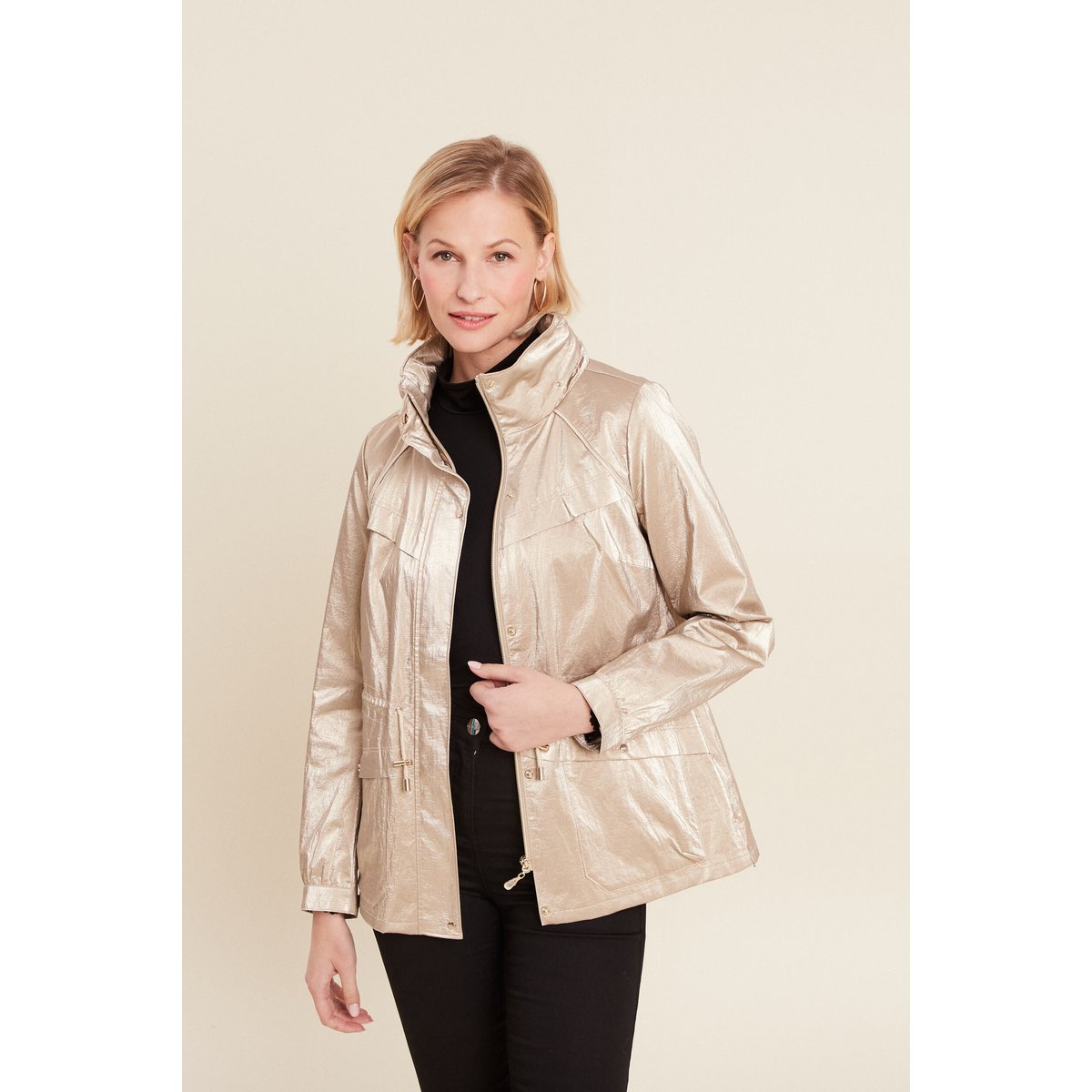 Parka courte métallisée beige, BREAL