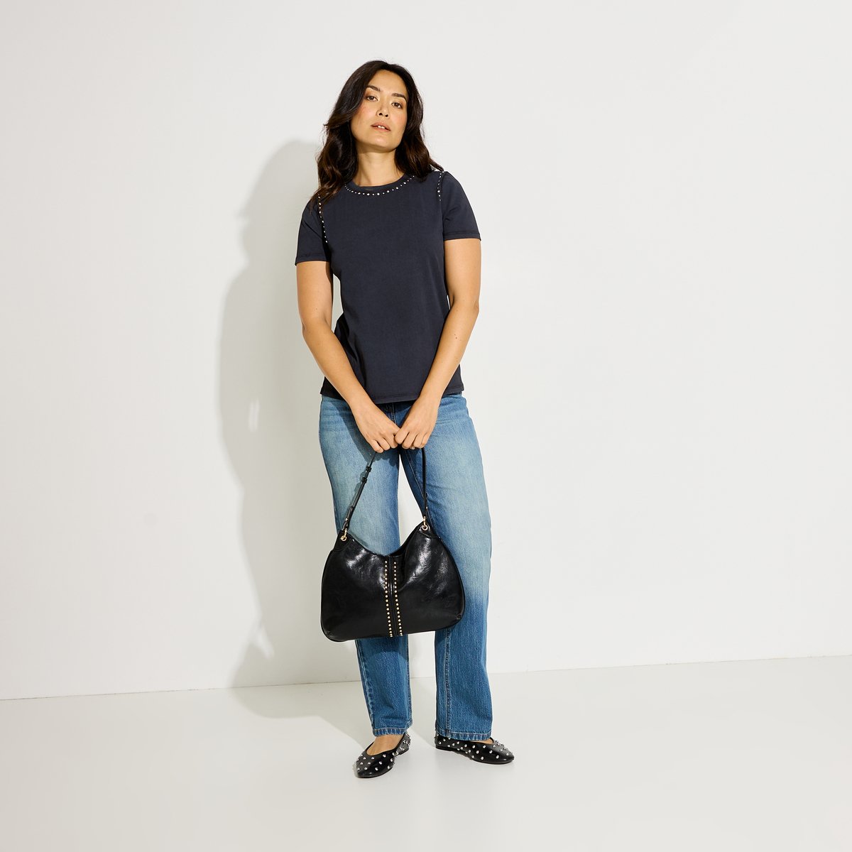 T-shirt détails clous gris, GRAIN DE MALICE