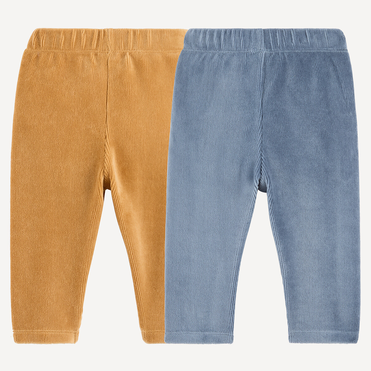 Lot de 2 leggings en velours côtelé bleu + marron, LA REDOUTE COLLECTIONS