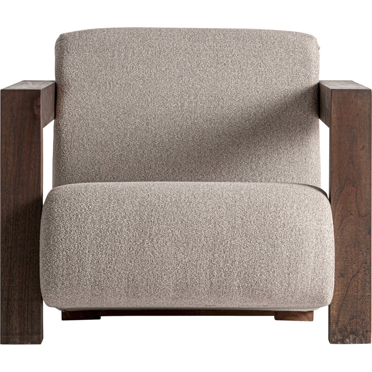 Fauteuil contemporain en bois massif crème et bois brun, RECOLLECTION