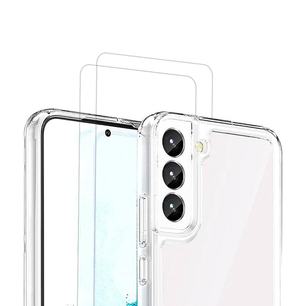Coque Anti-choc Magnétique compatible Magsafe pour Galaxy S22 5g Transparente + 2 vitres transparent, EVETANE