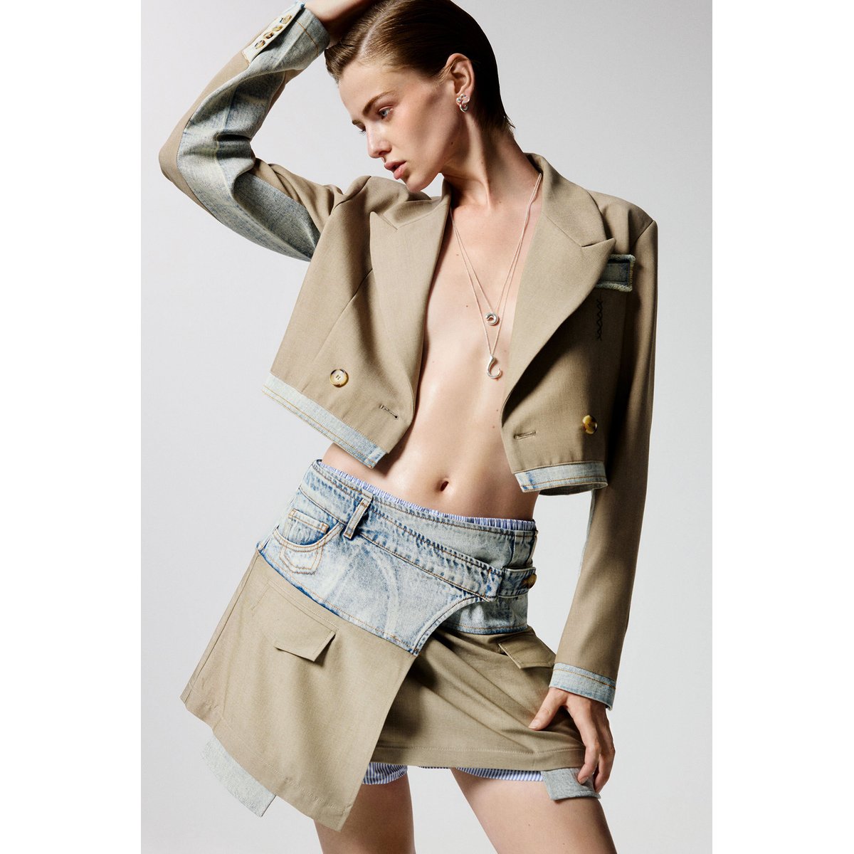 Veste crop bimatière gray, DESIGUAL