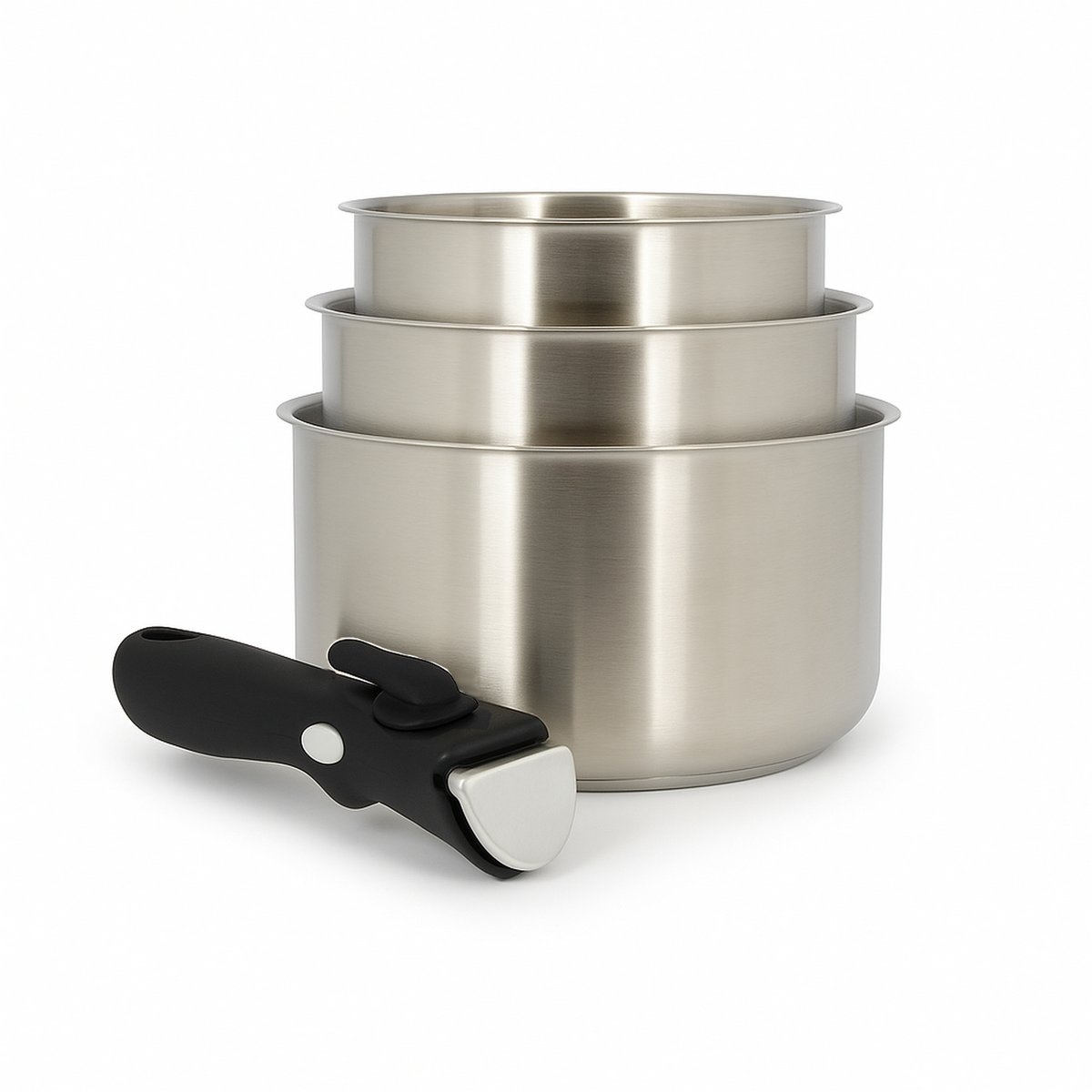 Set 3 casseroles avec poignée en acier inoxydable, IRIS inox, MENASTYL