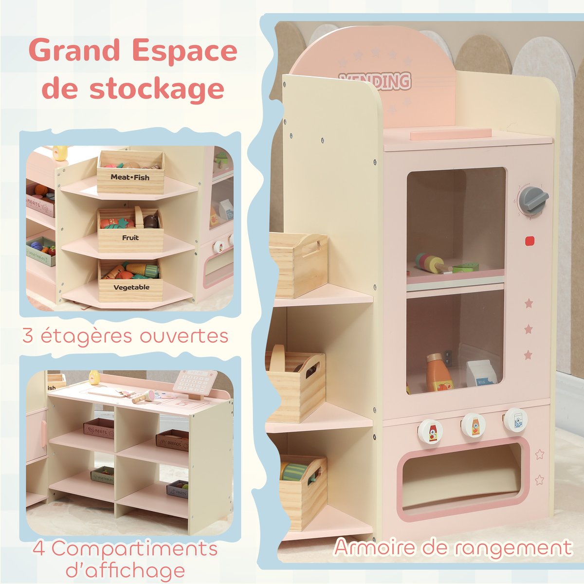 Boutique des enfants MDF Rose rose, beige, multicolore, AIYAPLAY