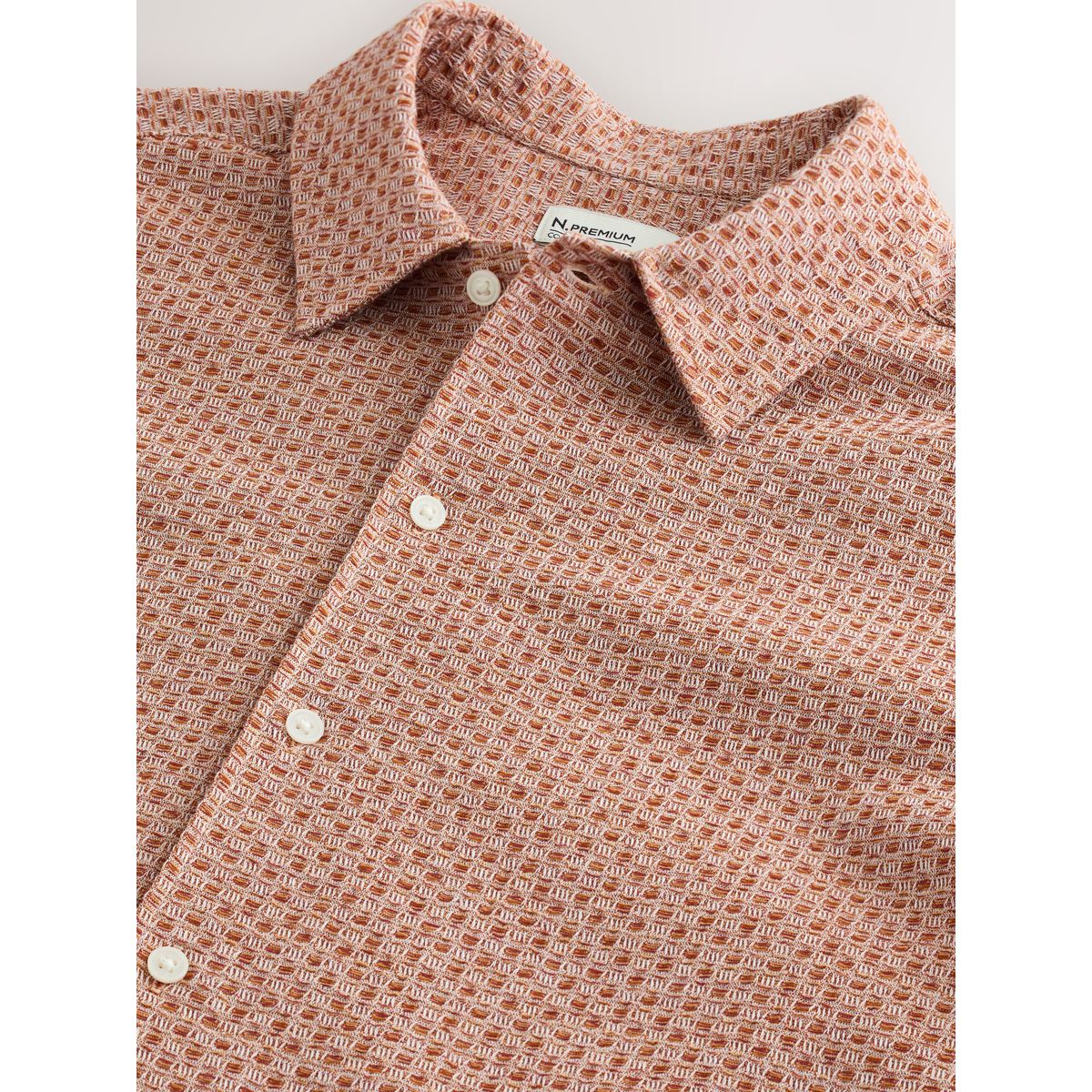 Chemise à manches courtes en tissu gaufré marron rouille, NEXT