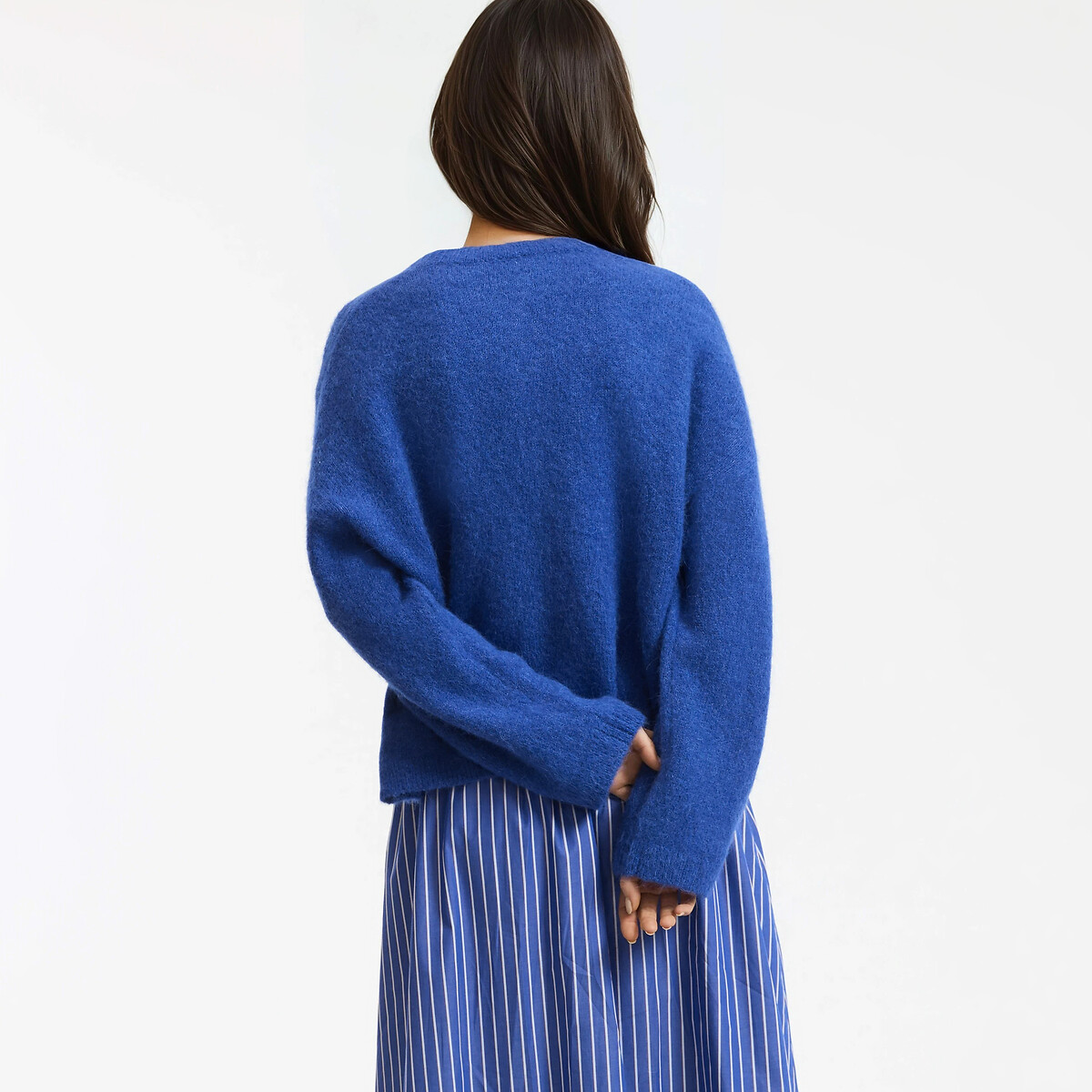 Cardigan en alpaga mélangé, Signature LYSANDRE bleu électrique, LA REDOUTE COLLECTIONS