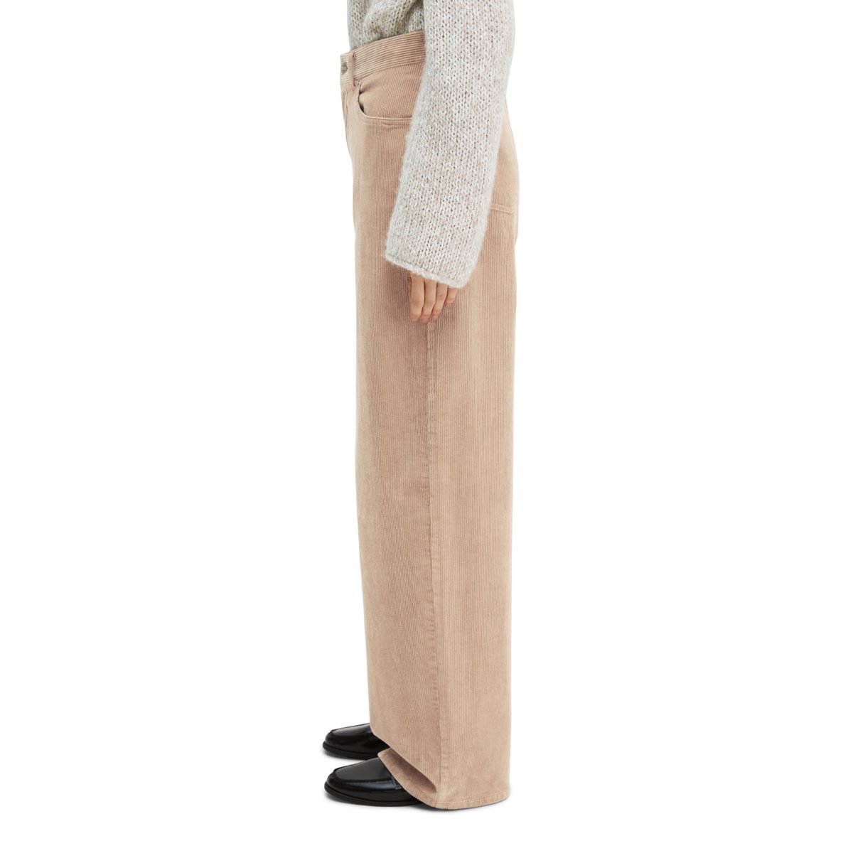 Pantalon en velours côtelé, coupe droite en coton bio extensible beige, MARC O'POLO