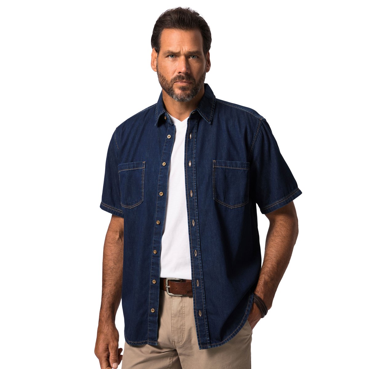 Chemise en jean, coupe Modern Fit jean bleu foncé, JP1880