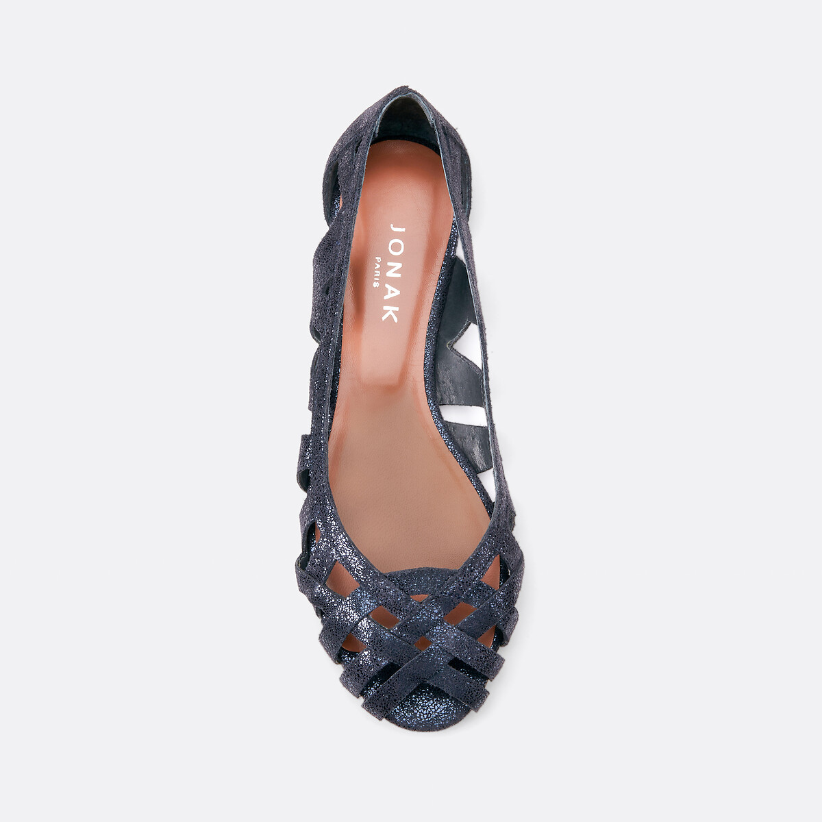 Ballerines ajourées en cuir Deray bleu marine, JONAK