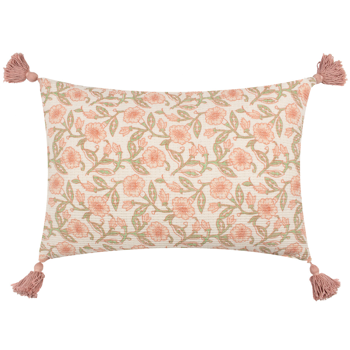 Delphine Floral Tasselled Filled Cushion coral, PAOLETTI