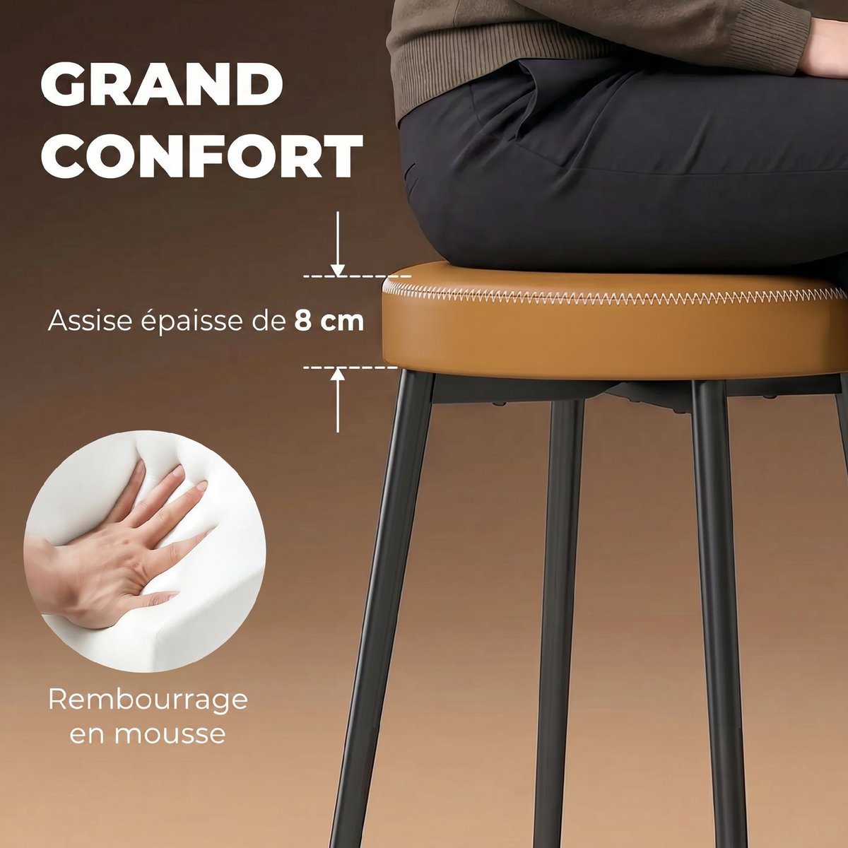 Chaise de salle à manger PU Marron marron et noir, HOMCOM