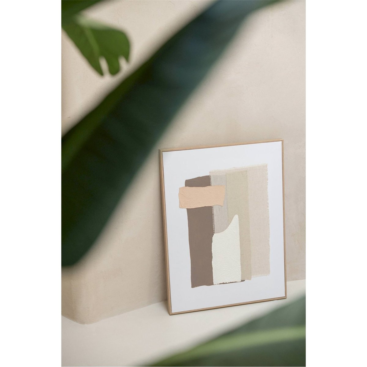 Tableau abstrait toile, Lot de 2 beige et marron foncé, RECOLLECTION