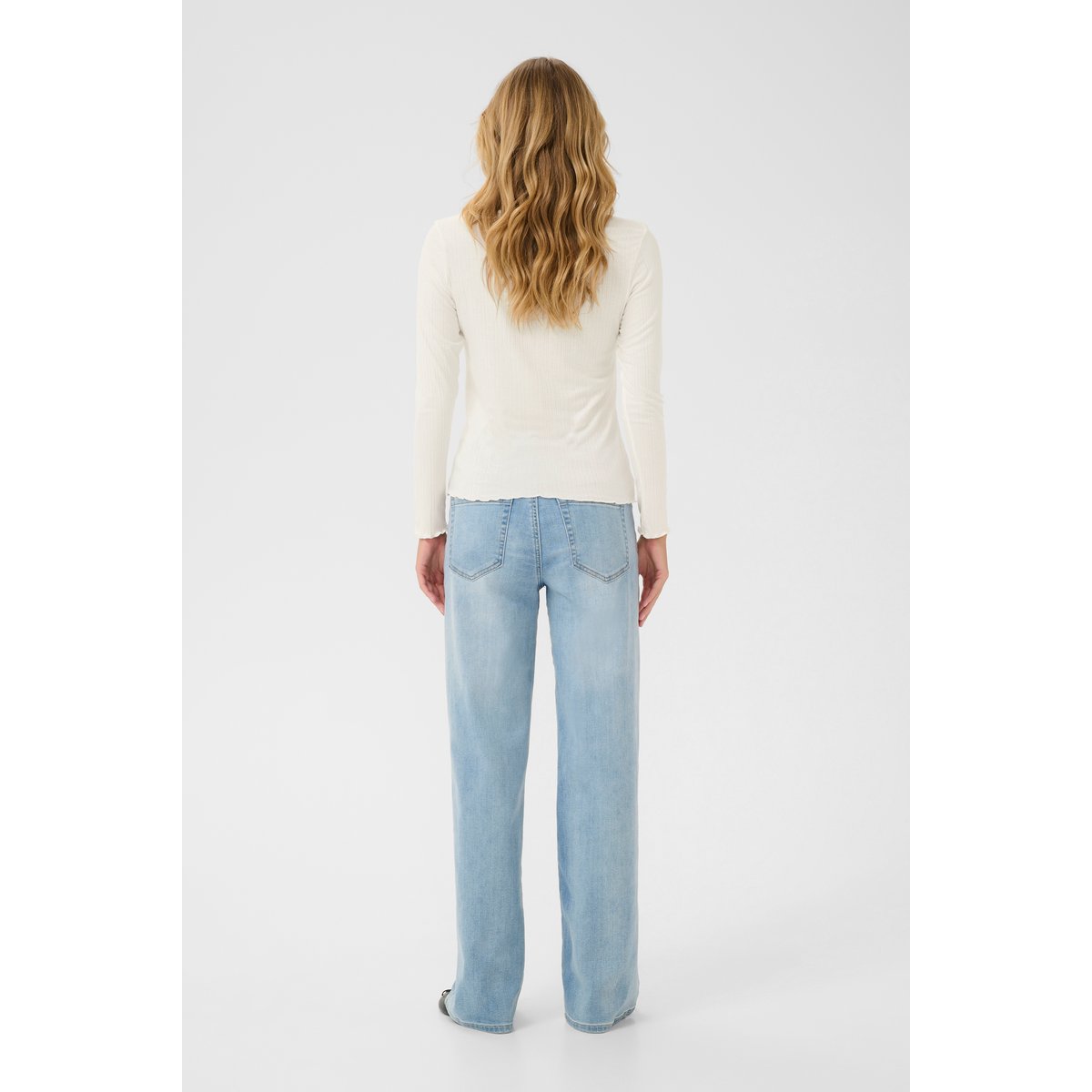 Long sleeved T-shirt blanc chalk, KAFFE