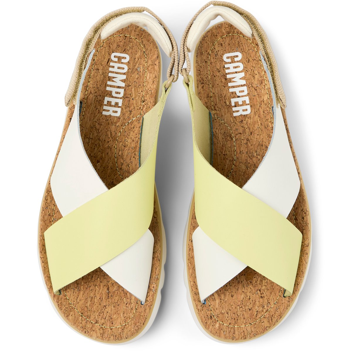 Sandales Cuir ORUGA blanc jaune, CAMPER