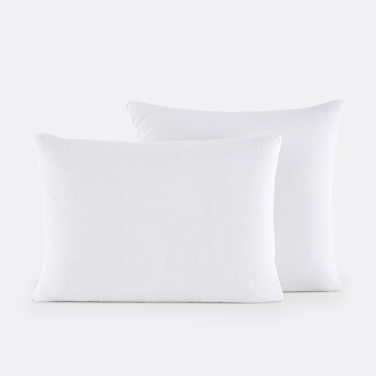 Taie d'oreiller gaze de coton/coton lavé, KUMCO blanc, LA REDOUTE INTERIEURS