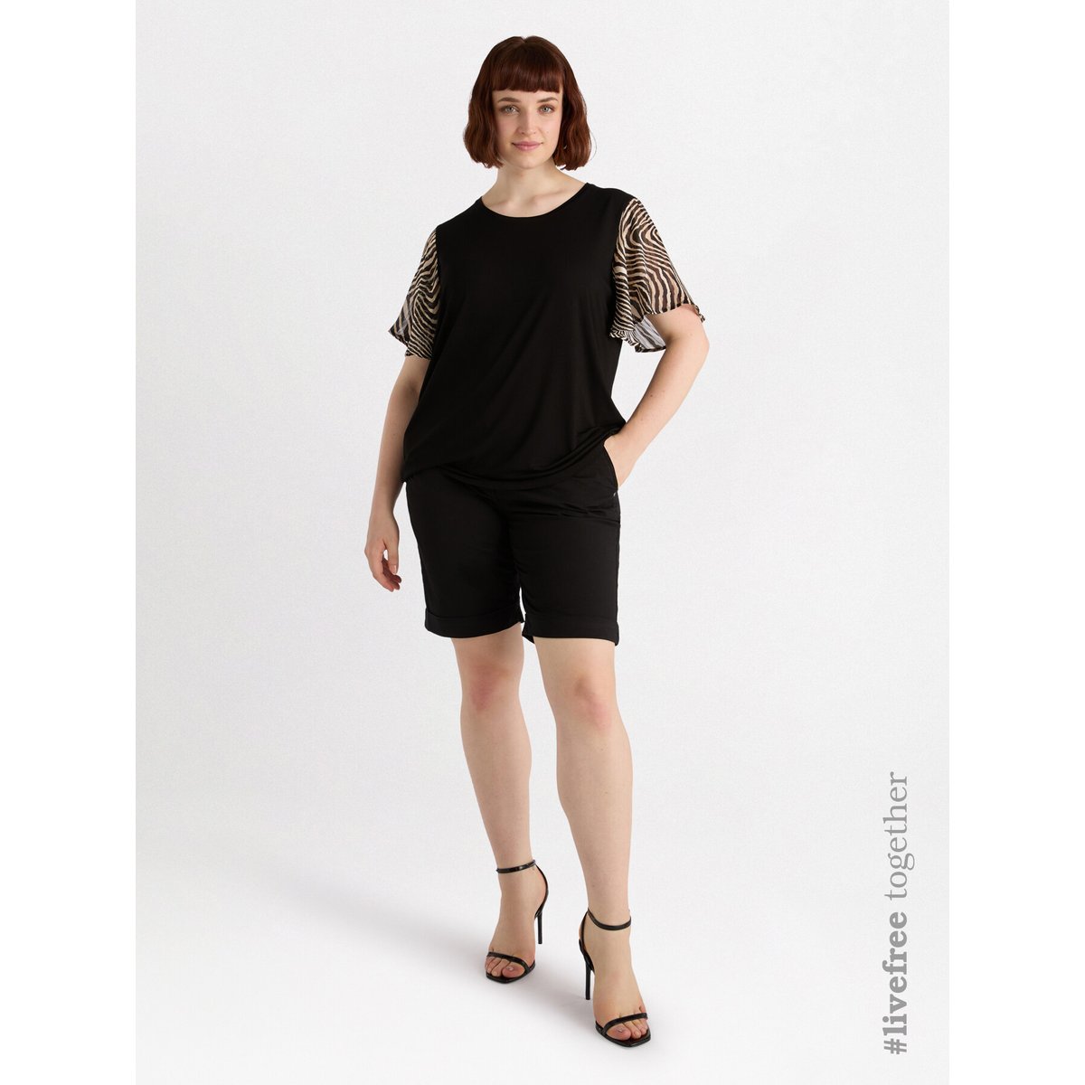 Short en coton extensible noir, FIORELLA RUBINO