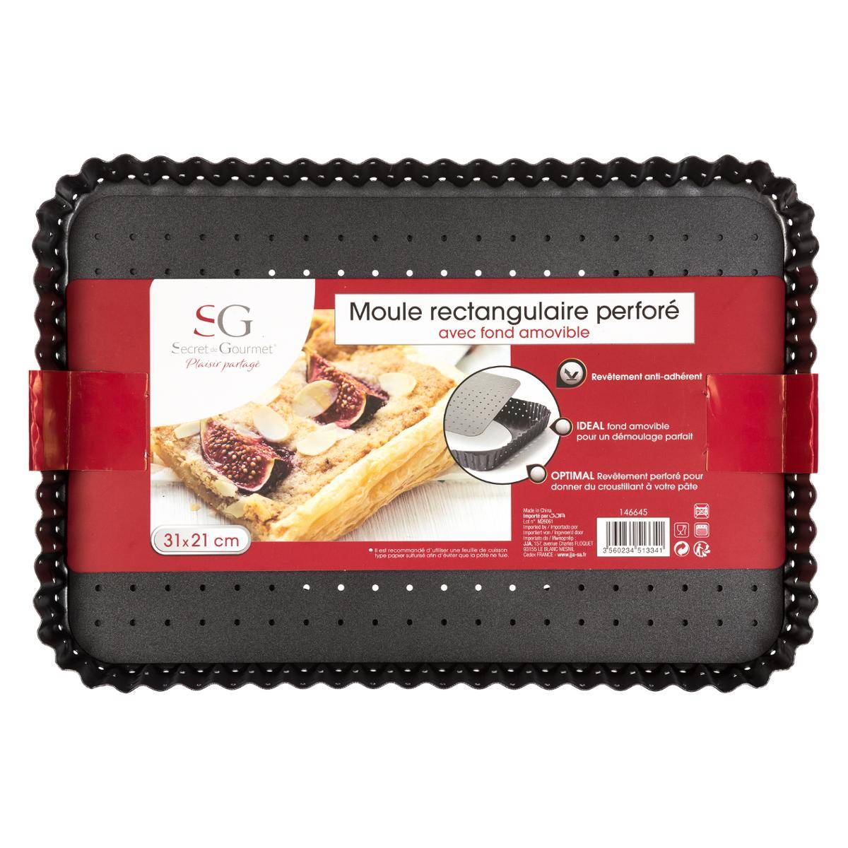 Moule rectangulaire à fond perforé FONDS AMOVIBLES gris, 5FIVE SIMPLY SMART