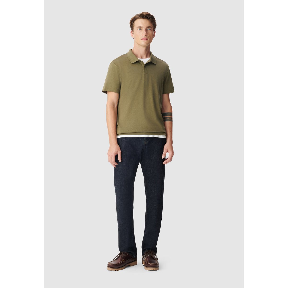 Polo coton modal vert kaki, IKKS