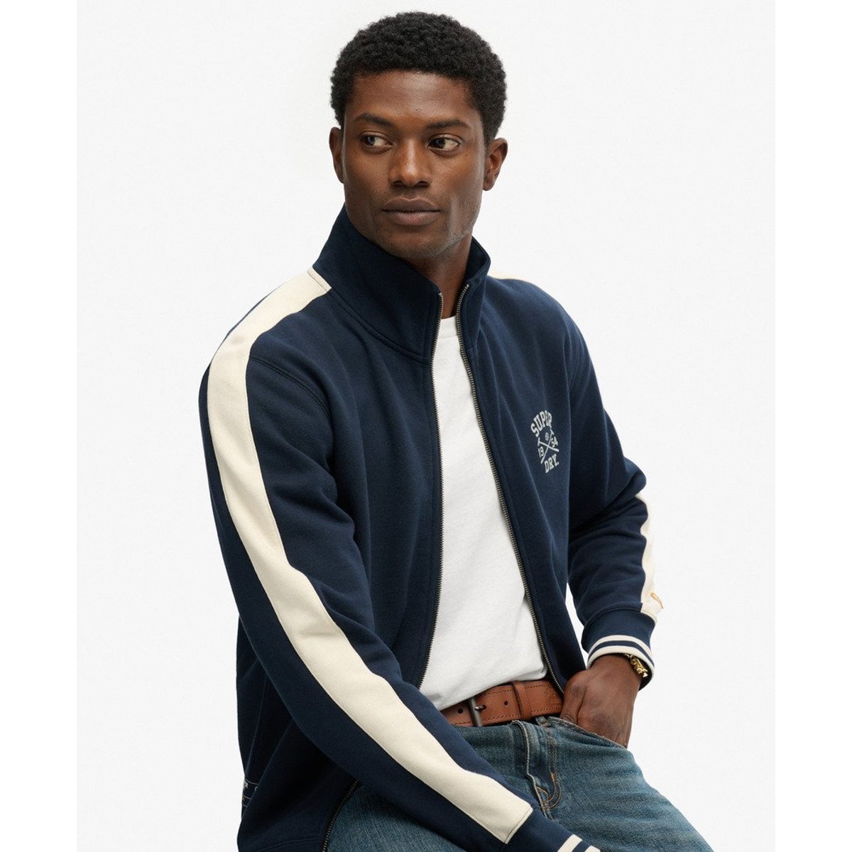 Veste de Survêtement Athletic Club bleu marine nautique, SUPERDRY